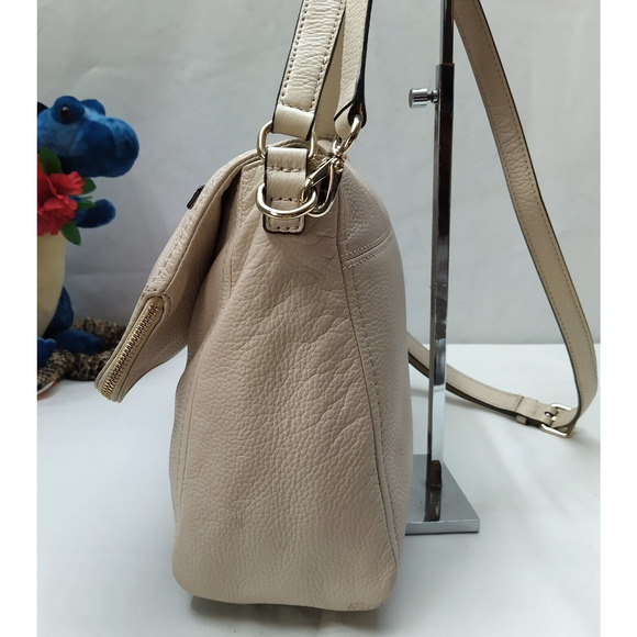 Kate Spade New York Beige Pebbled Leather Zipper Flap Closure Crossbody Bag - Picture 5 of 16